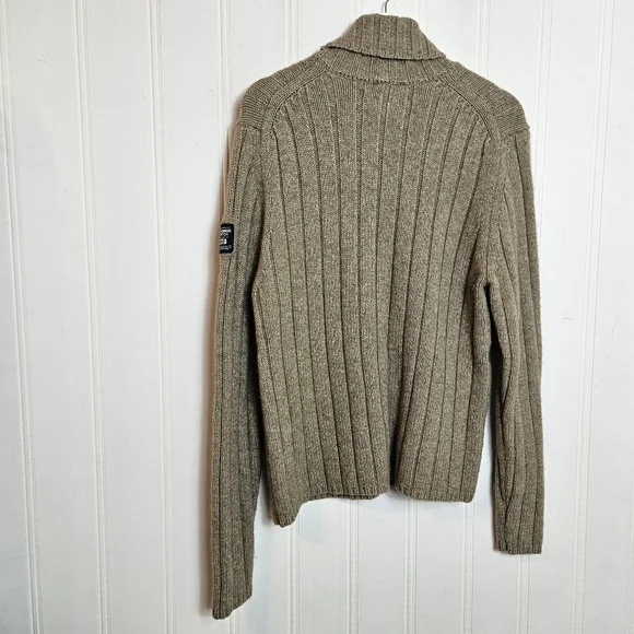 Abercrombie Fitch Heavy Lambswool Sweater XXL Tan Brown Chunky Knit Pullover - Picture 6 of 11